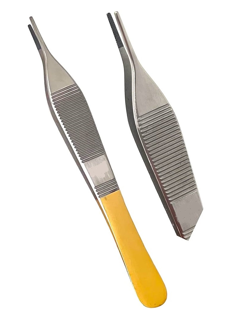 ADSON DRESSING FORCEPS GOLD W/HOLE MICRO, AS-249HM
