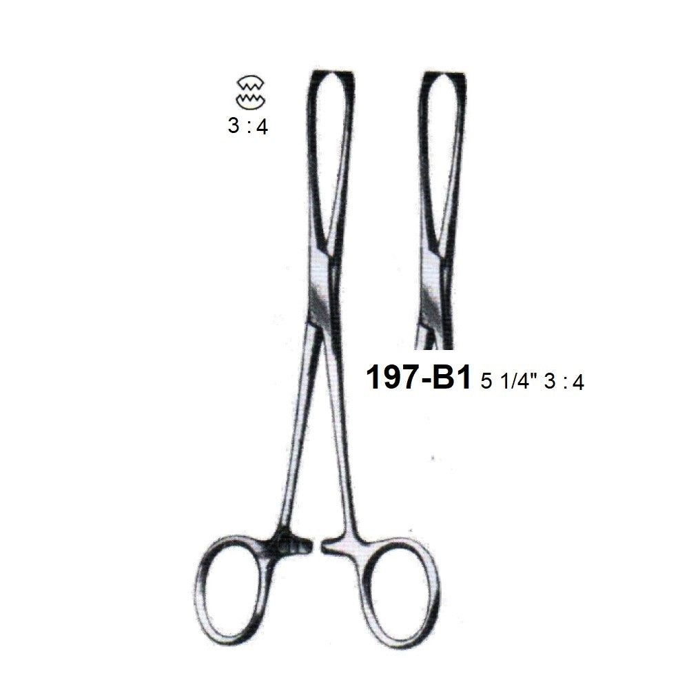 BABY-ALLIS TISSUE FORCEPS 3 : 4 TEETH,197-B1