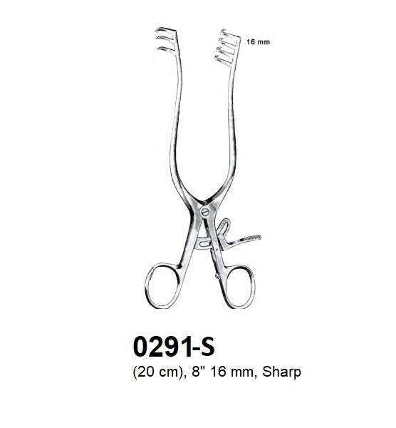 WEITLANER  Retractor SHARP 8”,#0291-S.
