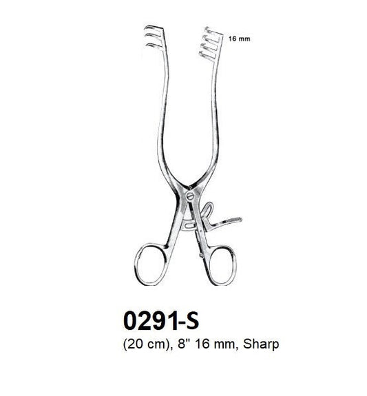 WEITLANER  Retractor SHARP 8”,#0291-S.