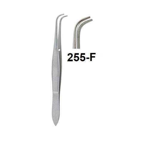 EYES CRESSING FORCEPS SERRATEAD FULL-CURVED(DELICATE) 255-F